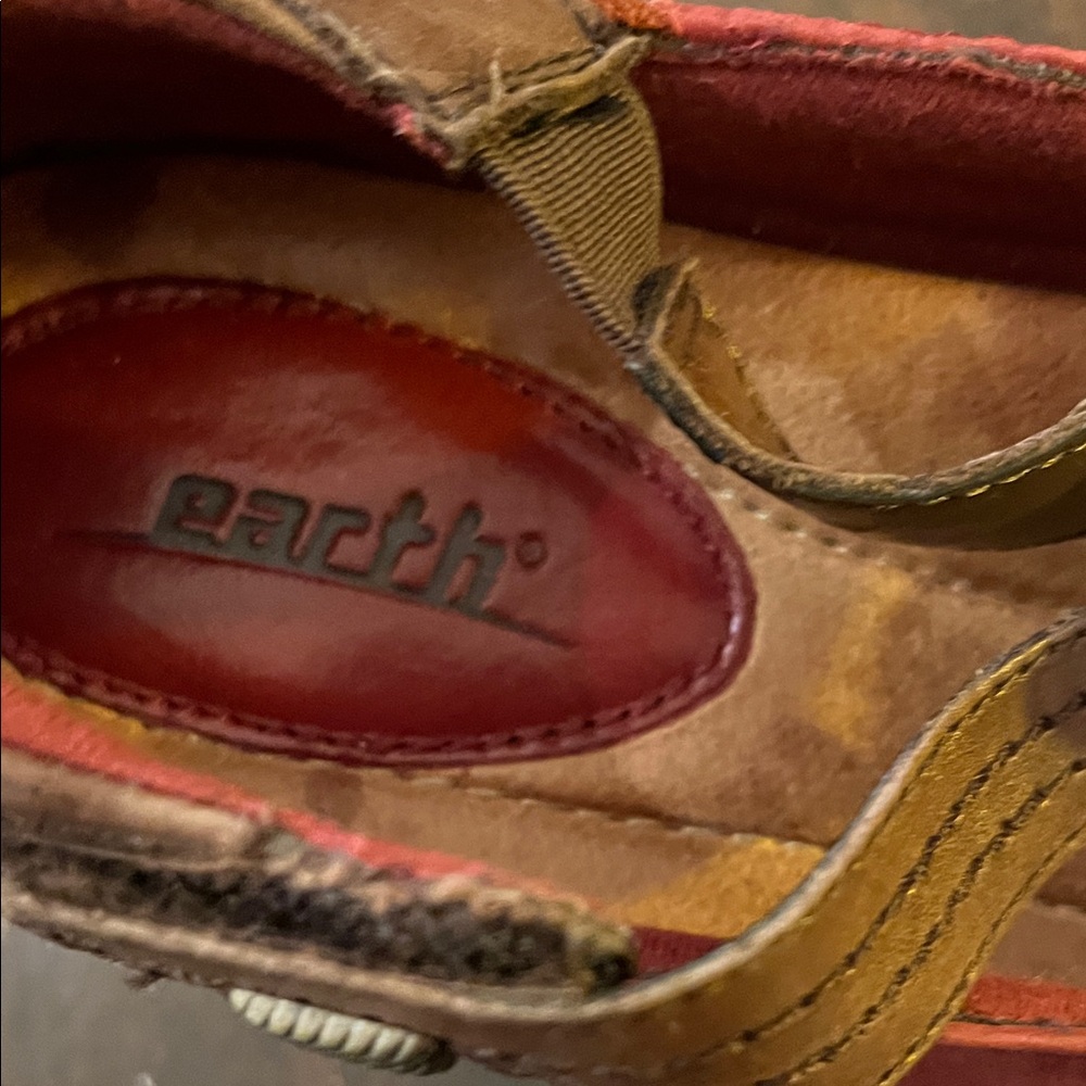 Earth Red Mary Jane Flats with Brown Strap Accents - Picture 3 of 5